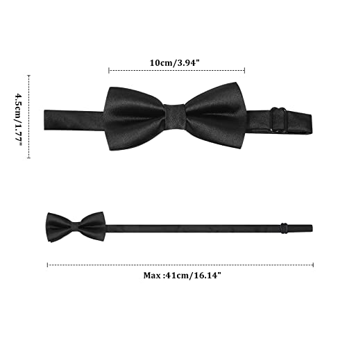 Kajeer Kids Boys Silk Bow Ties - Adjustable Bowtie for Baby Toddler Gifts(Black) - Image 4