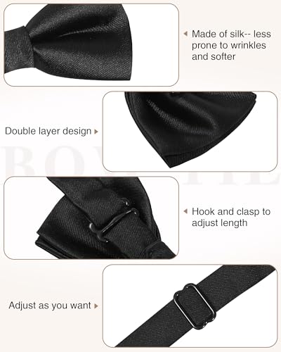 Kajeer Kids Boys Silk Bow Ties - Adjustable Bowtie for Baby Toddler Gifts(Black) - Image 2