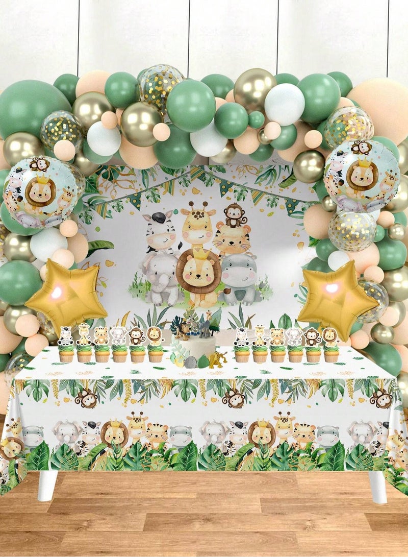 Jungle Safari Themed Birthday Party Decoration Set - 88 Pcs - Image 1