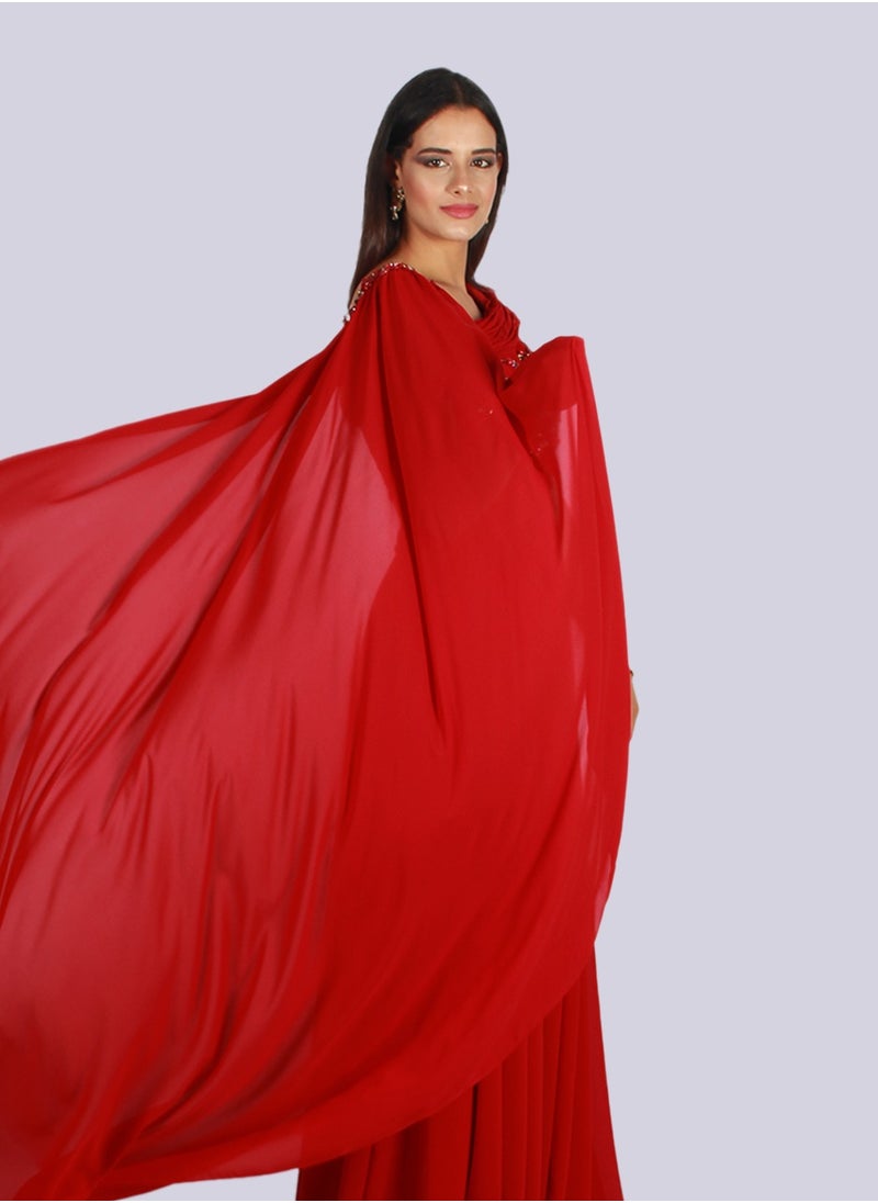 NIVA FASHION HOUSE - Rose - Shoulder Cape Drape Dress - Image 1