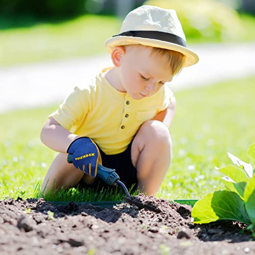 FEISHDEK Kids Leather Gardening Gloves, Toddler Work Gloves, Breathable Design Perfect for Children Gardening Age 2-12 (Blue 2 Pairs, Small (Age 2-4)) - Image 4