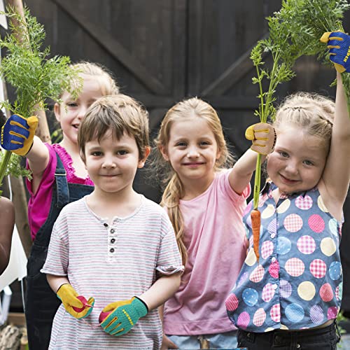 FEISHDEK Kids Leather Gardening Gloves, Toddler Work Gloves, Breathable Design Perfect for Children Gardening Age 2-12 (Blue 2 Pairs, Small (Age 2-4)) - Image 5