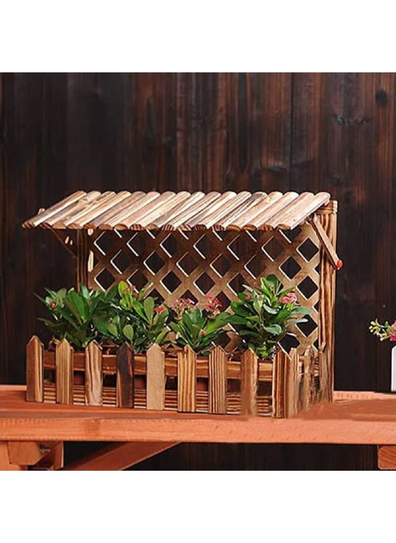DubaiGallery Wooden Wall Hanging Planter Flower Pot Basket Vase Plant Holder Decorative Artificial Plants Flowers Pot Wood Planter  - Image 1