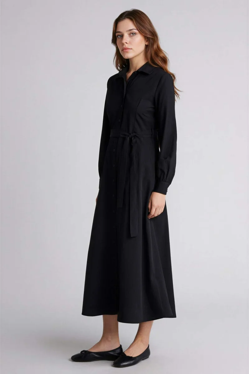 ديفاكتو Shirt Collar Poplin Dress