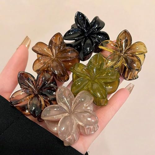 TEBIEKOY 6 Pcs Small Flower Hair Claw Clips for Women, Cute Hair Claw Clips for Womens Hair Hawaiian Flower Non Slip Hair Barrettes Hair Accessories - Image 1