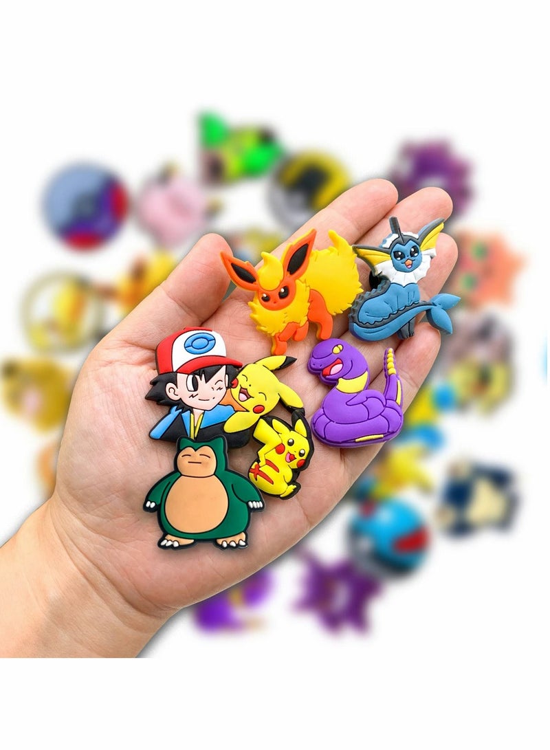 Shoe Decoration Charms for Clog 30 pcs Cartoon Pokemon Croc Accessories for Kids Boy Girl Adult Men Women Party Favor - Image 3