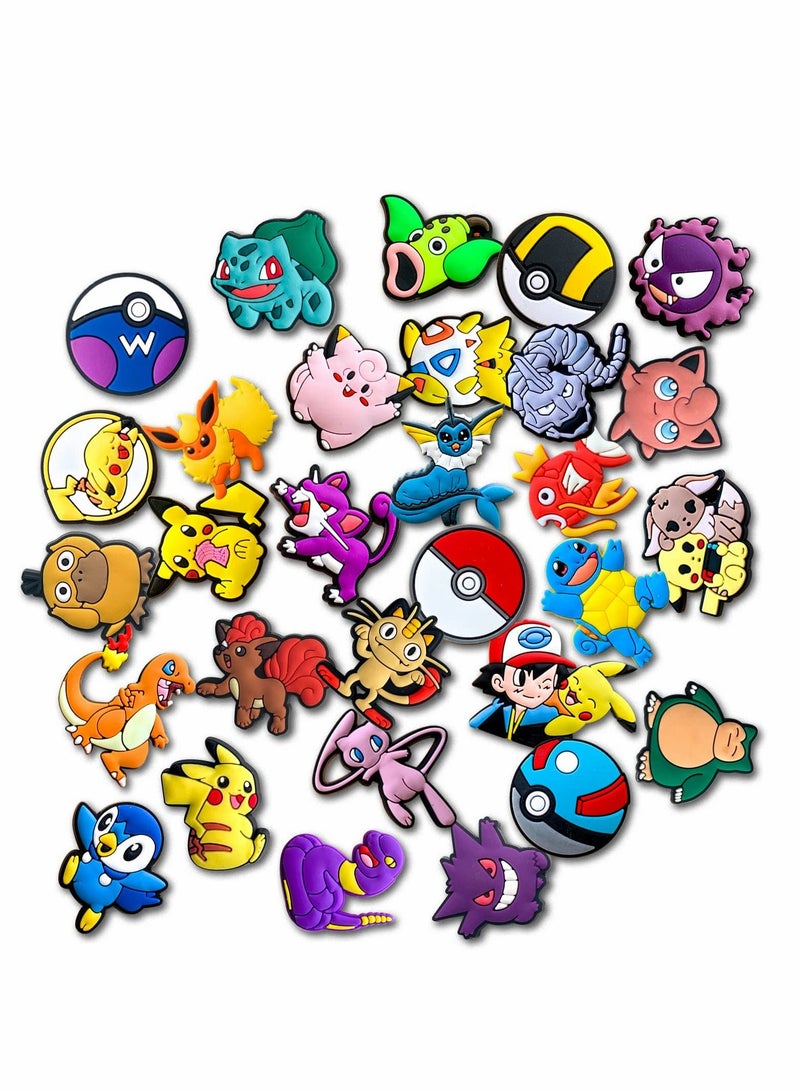 Shoe Decoration Charms for Clog 30 pcs Cartoon Pokemon Croc Accessories for Kids Boy Girl Adult Men Women Party Favor - Image 2