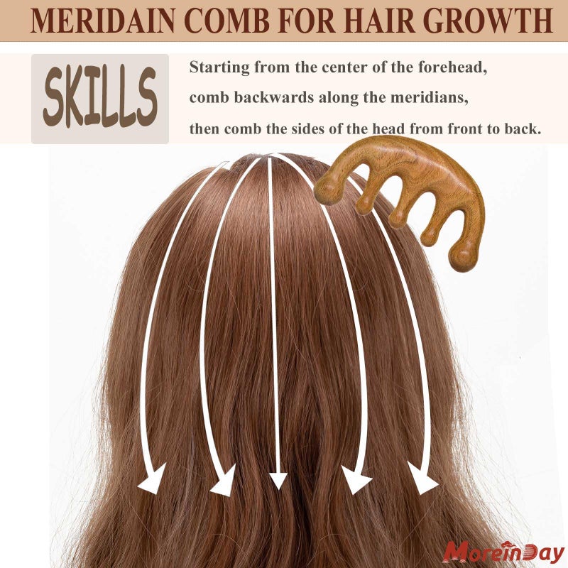 Moreinday Massage Comb Loc Comb Wooden Scalp Massager Wood Head Massager Scalp Gua Sha Comb for Women Sandalwood Comb for Men - Image 4