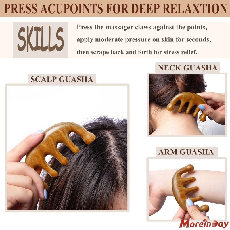 Moreinday Massage Comb Loc Comb Wooden Scalp Massager Wood Head Massager Scalp Gua Sha Comb for Women Sandalwood Comb for Men - Image 5