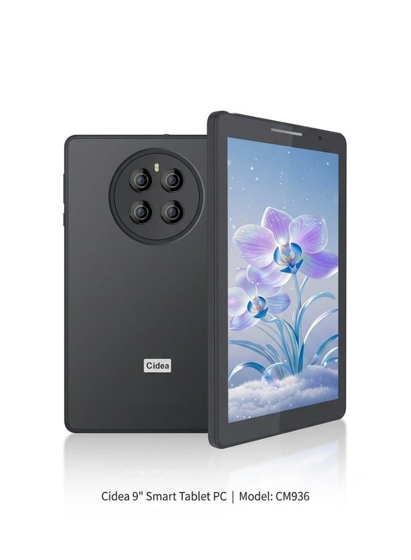 C idea 9-inch Tab CM936 Android 16 8GB RAM + 512GB ROM 5MP Front & 8MP Rear Camera Quad Core Processor Single SIM 5G 8000mAh Battey Power & Gifts - Black - Image 1