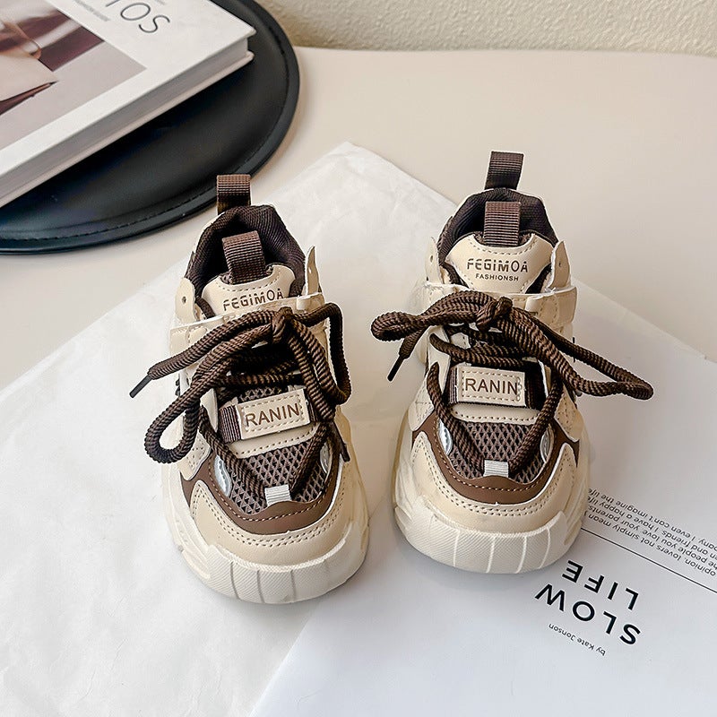 Children'S Sports Shoes 2025 Spring & Fall New Boys' Shoes Mesh Breathable Running Shoes Girls Soft Sole Dad Shoes - Image 3
