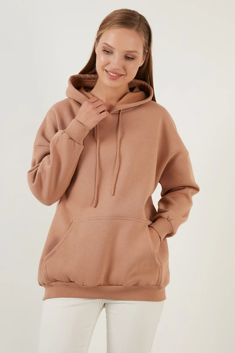 Lela Regular Fit Cotton Hooded Collar Rose Winter Sweat Women's SWEAT 5863854