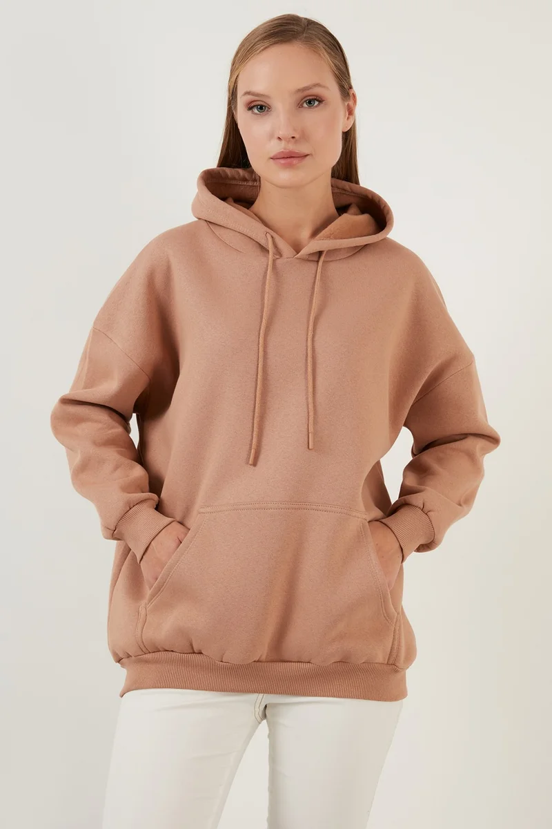 Lela Regular Fit Cotton Hooded Collar Rose Winter Sweat Women's SWEAT 5863854