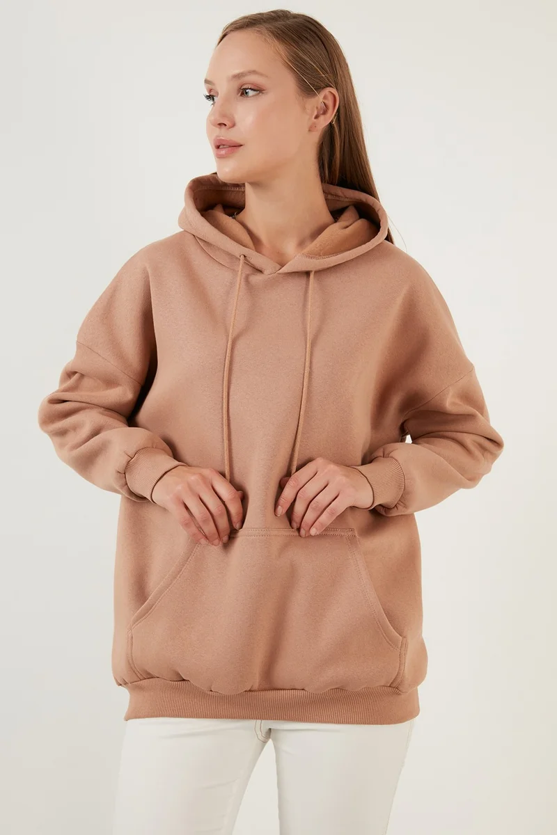 Lela Regular Fit Cotton Hooded Collar Rose Winter Sweat Women's SWEAT 5863854