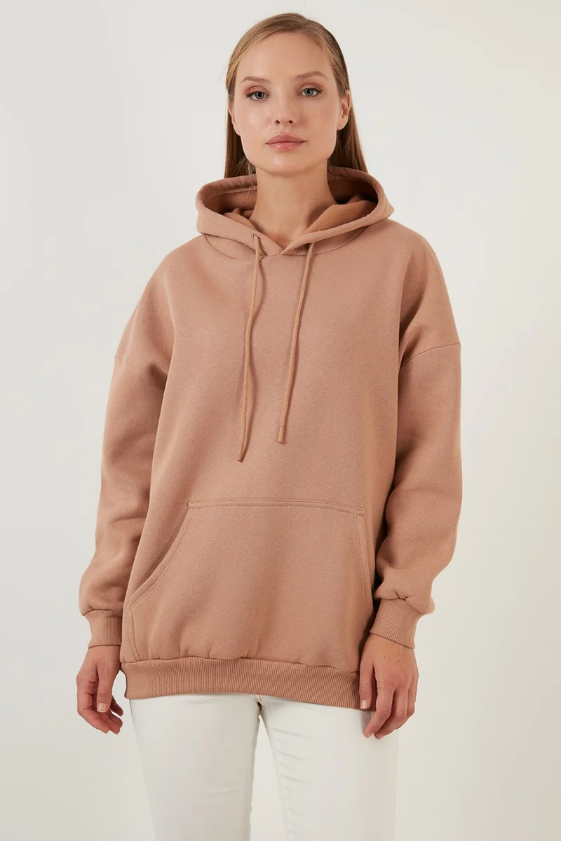 Lela Regular Fit Cotton Hooded Collar Rose Winter Sweat Women's SWEAT 5863854