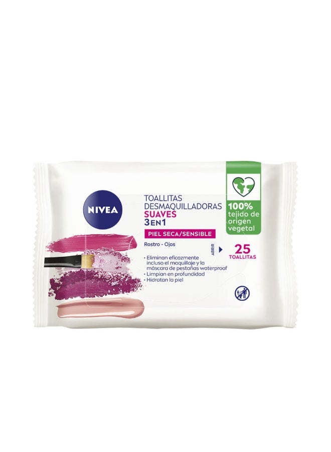 Nivea Gentle 3-In-1 Makeup Removal Wipes x25 - Image 1