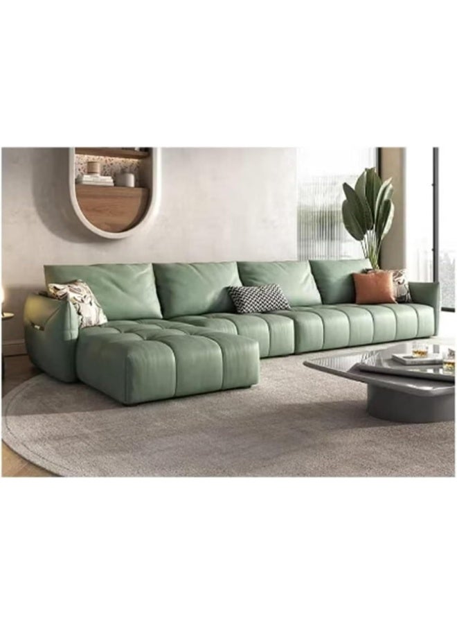 Comfynest Modern L-Shaped Faux Leather Italian Sofa - Ultimate Comfort for Your Living Room (Green, Right Bed)  - Image 1