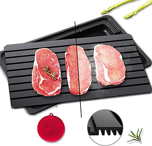 Defrosting Tray for Frozen Meat  Rapid and Safer Thawing with Drip Tray  Natural Heating Defroster Miracle Thaw  Large Size Upgrade 6mm