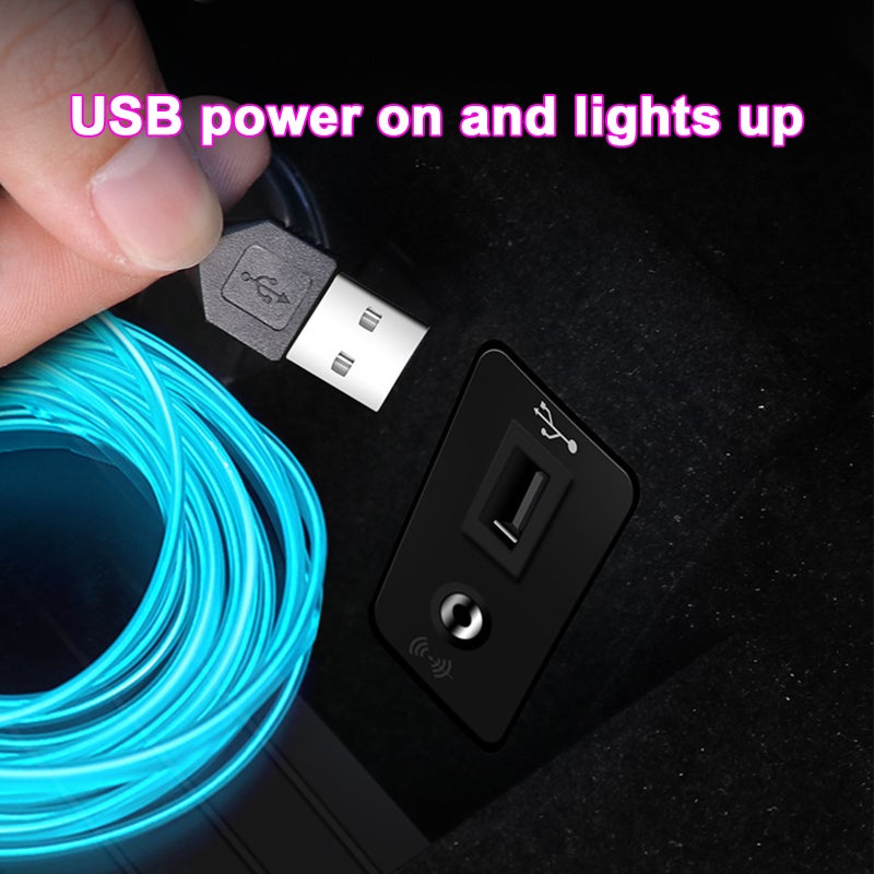 EL Cold Light Guide Car Ambient Light Strip Car Ambient Light Can be Cut No need to Glue Suitable for Center Console / Door / Gear Shift Panel - Image 3