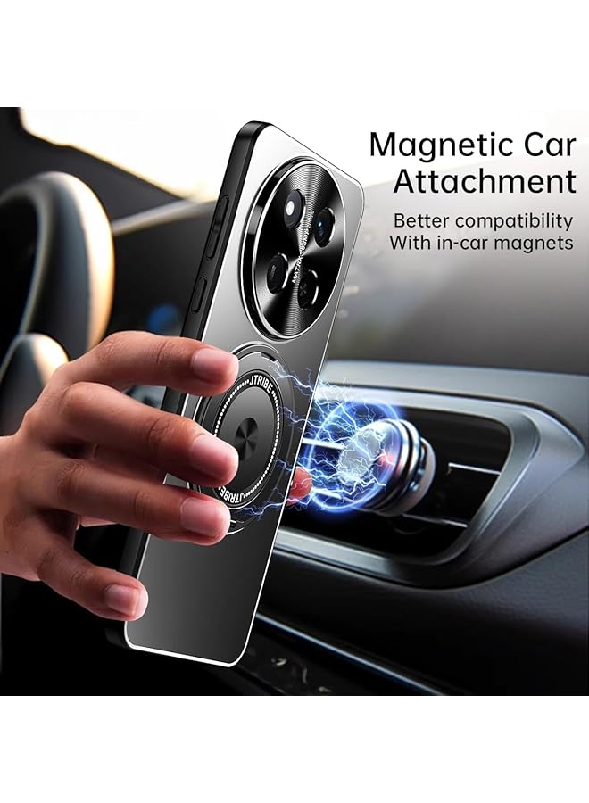 erorex Case Compatible With Honor X9C 5G X60 Pro Metal Matte Case Compatible With Mag Safe Camera Lens Protection Shockproof Slim Phone Case Cover With 360 Rotatable Ring Stand Black  - Image 2