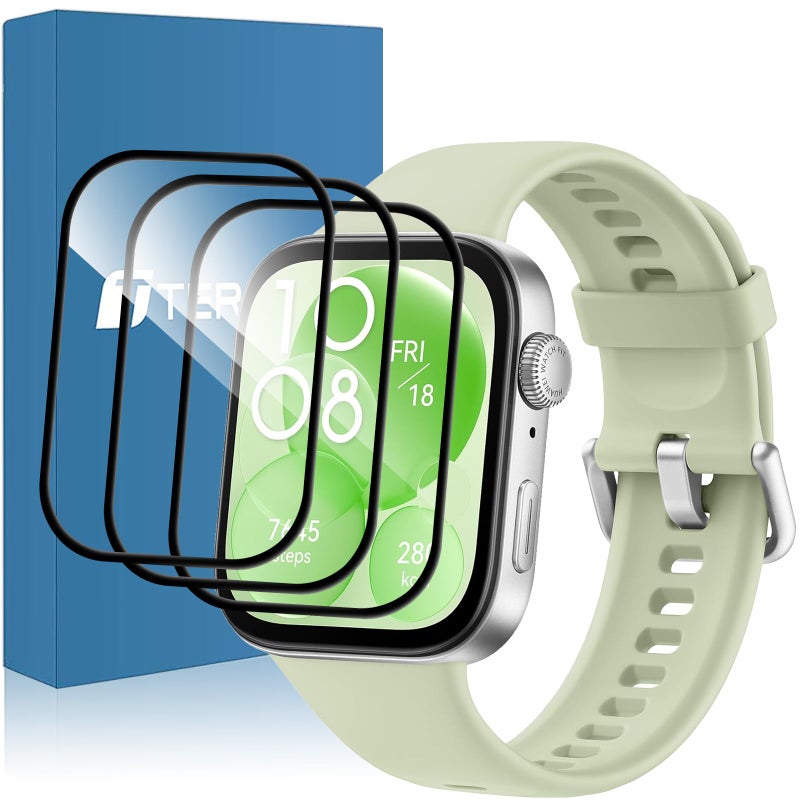 Tersely 3 Pack Screen Protector for HUAWEI Watch Fit 3, Ultra Clear PMMA Curved Film, Soft Protective Full Coverage - Image 1