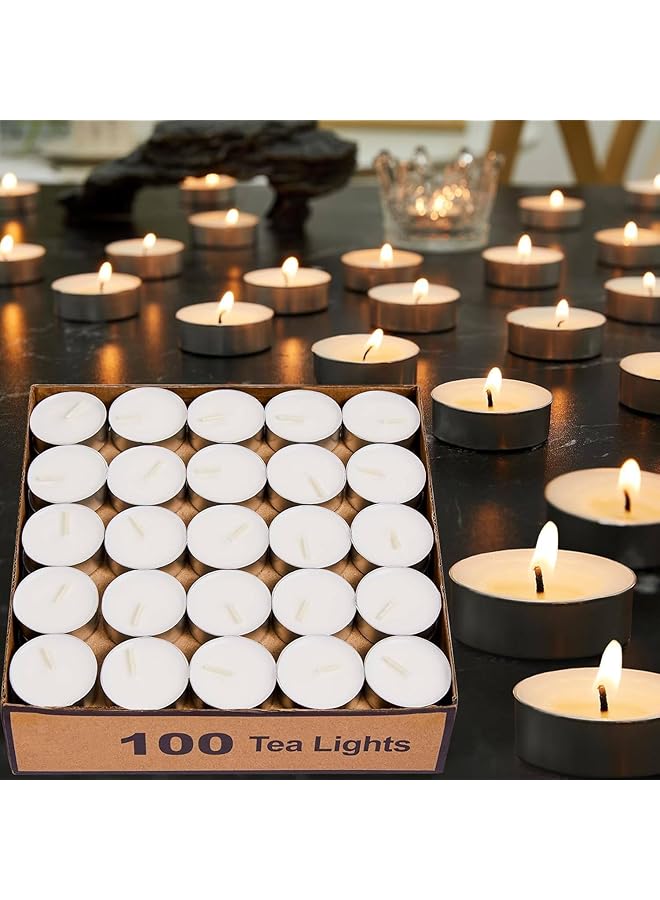 The Bros Tealight Candles - Giant 100 Packs - White Unscented European Votive Smokeless Tea Lights for Shabbat, Weddings, Holidays, and Home Decor for Long-Lasting Tea Lights - Image 1