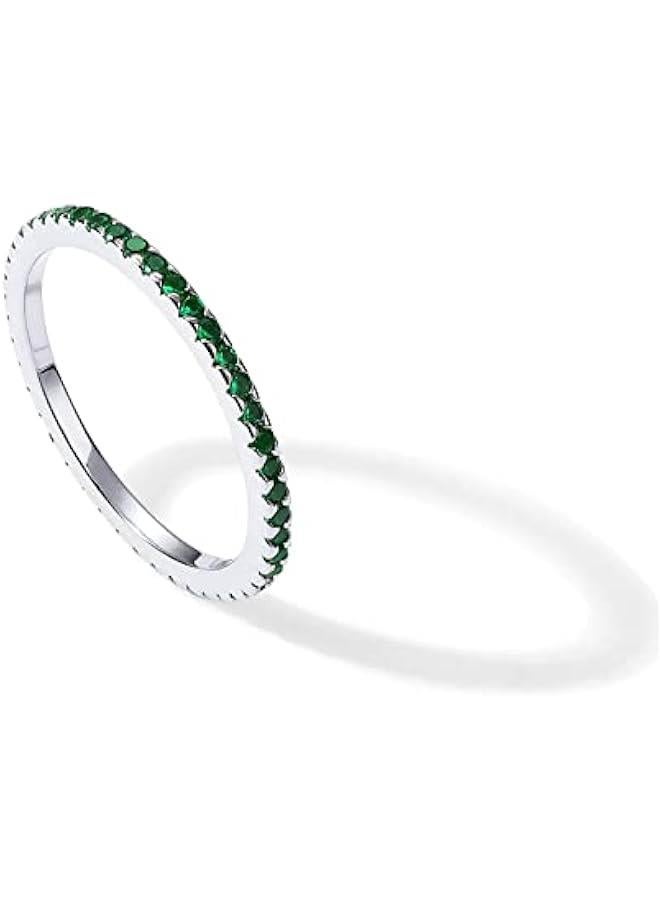 PAVOI 14K Gold Plated Sterling Silver Colored CZ Stones Stackable Ring | Simulated Diamond Eternity Bands for Women - Image 1
