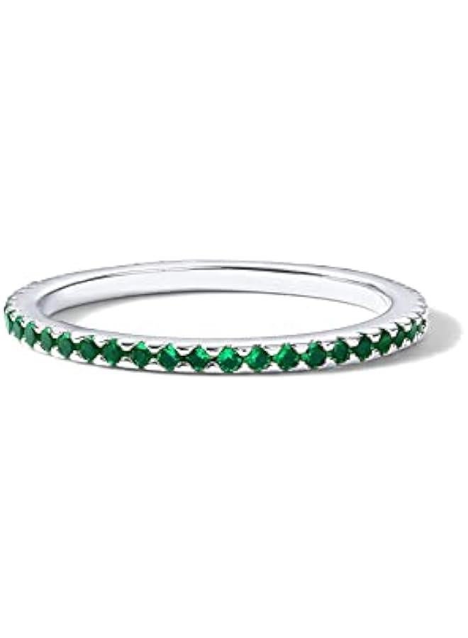 PAVOI 14K Gold Plated Sterling Silver Colored CZ Stones Stackable Ring | Simulated Diamond Eternity Bands for Women - Image 3
