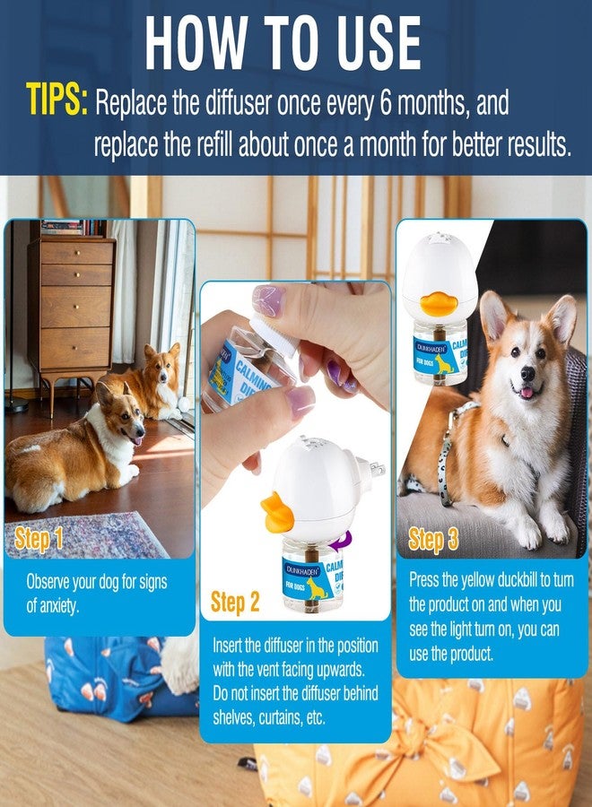 DUNKHADEN Dog Calming Pheromone Diffuser for Relief Anxiety, Reducing Barking, Attacks and Combating Stress & 3 in 1 Calming Diffuser for Dogs 48ML 2 Refills Fit All Dogs - Image 5
