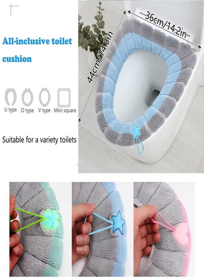 Guojanfon Soft Toilet Seat Cover Pads, Stretchable Washable Toilet Seat Cushion Cover with Handle, Comfortable Toilet Lid Seat Cover, Bathroom Toilet Accessories Set - Image 4