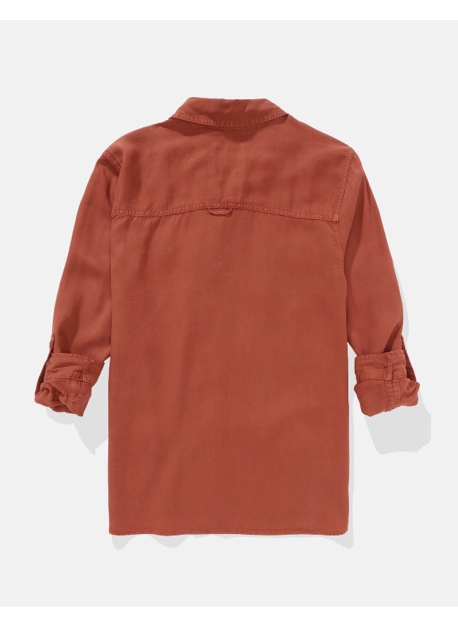 American Eagle - AE Long-Sleeve Button-Up Shirt - Image 1