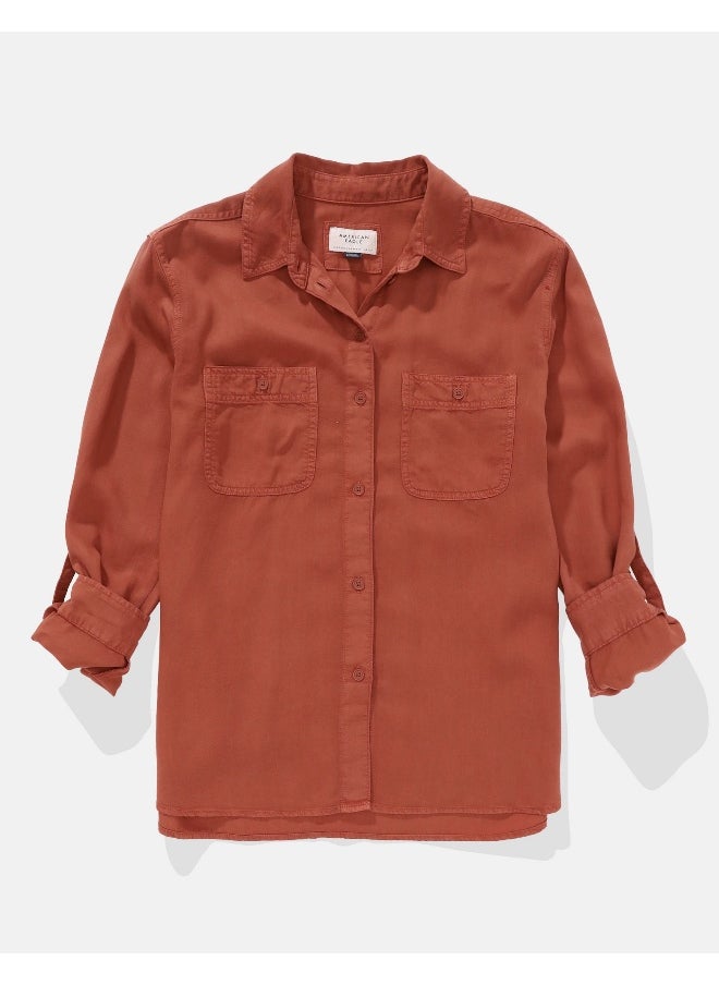American Eagle - AE Long-Sleeve Button-Up Shirt - Image 1