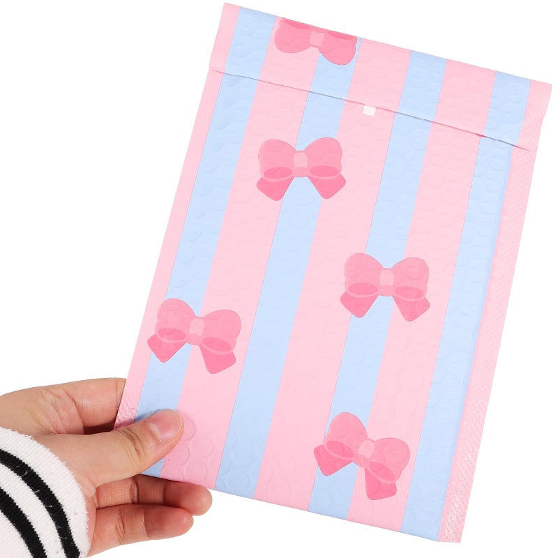 Pink Bow Adhesive Mailer Bags 10pcs 150x240mm Shockproof Bubble Padded Shipping Envelopes - Image 5