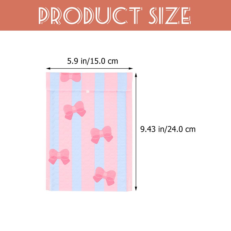 Pink Bow Adhesive Mailer Bags 10pcs 150x240mm Shockproof Bubble Padded Shipping Envelopes - Image 3
