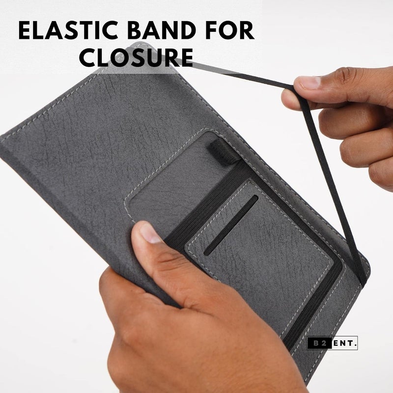Present Mart Leather Hard Bound Notebook A5 Journal Diary For Office Use With Mobile & Card Holder Or Pen Loop Dairy For Personal |Ruled Pages With Strap Bookmark Journal Notebook (B92) 200 Pages - Image 3