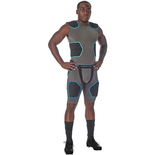 Champro Men's Standard Tri-Flex Compression Shirt with Integrated Pads Cushion System, Charcoal, Black Inset, Medium - Image 2