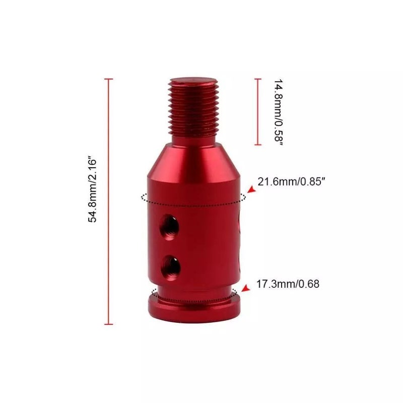 محول مقبض ناقل الحركة اليدوي العالمي للسيارات، خيط M10x1.5، سبائك الألومنيوم الفضية المتينة، تصميم أسود وأحمر مع ثقب مفتاح، مثالي للمركبات الكلاسيكية والحديثة، ملحق ناقل الحركة. - Image 2