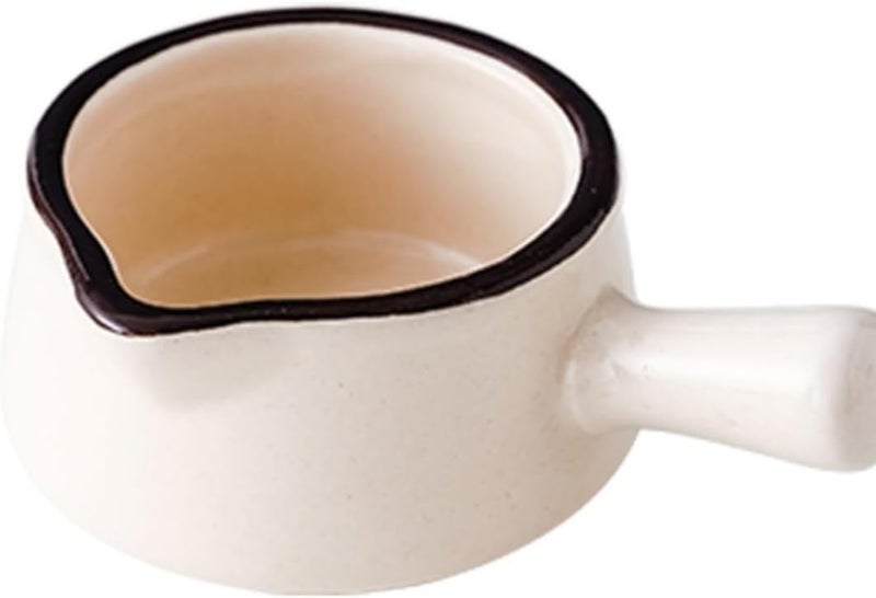 Gravy Boat Ceramic Spout Small Milk Pot with Handle Espresso Small Milk Cup Japanese Style Seasoning Cup Steak Juice Bucket Cups Gravy Jug(White) - Image 1