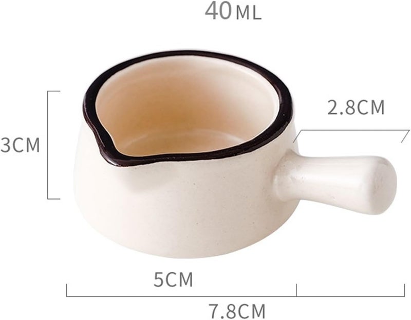 Gravy Boat Ceramic Spout Small Milk Pot with Handle Espresso Small Milk Cup Japanese Style Seasoning Cup Steak Juice Bucket Cups Gravy Jug(White) - Image 2