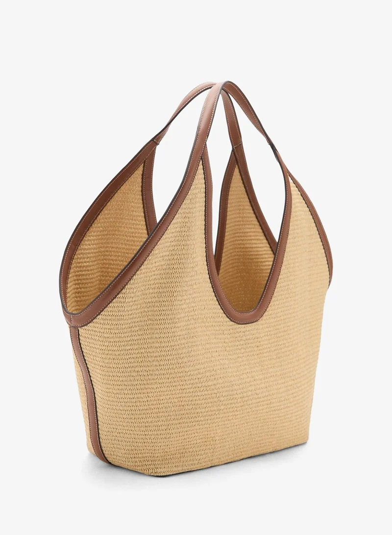 MANGO Natural Fibre Shopper Bag
