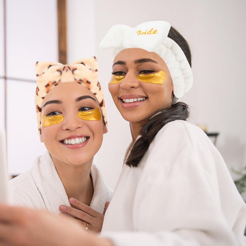 Semato Bachelorette Party Favor Set - Bride & Bridesmaid Spa Headbands (1 bride+ 7 leopard) - Image 5