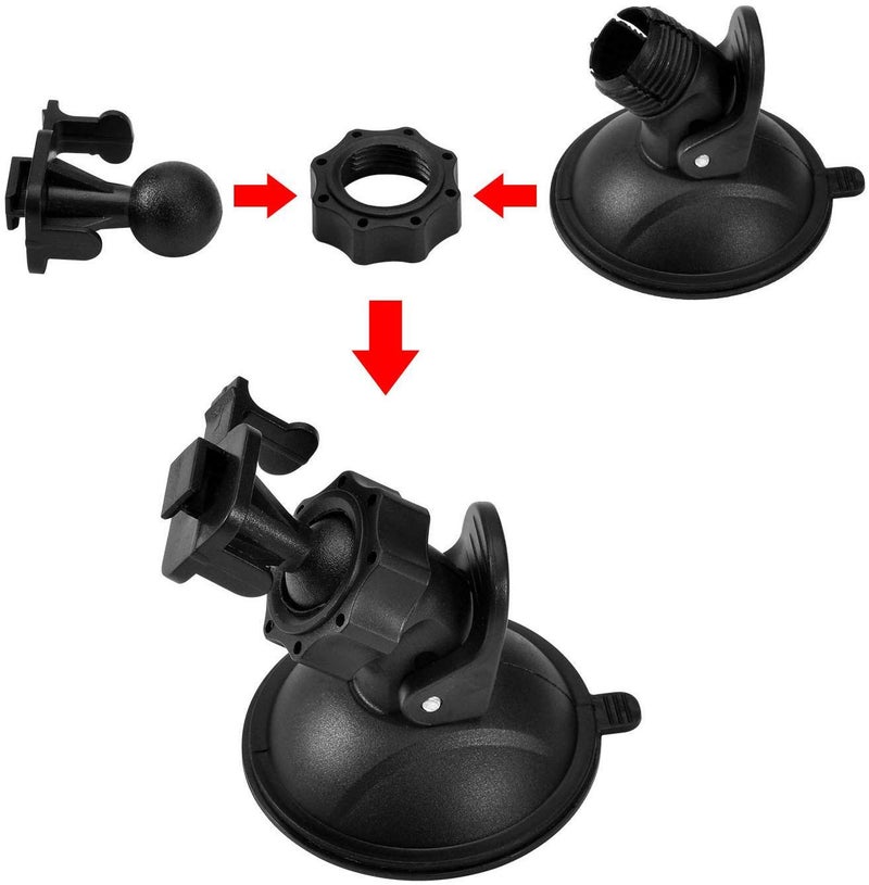 TiToeKi Dash Cam Suction Mount with 15+ Swivel Ball Adapters Compatible with Rexing V1, UGSHD, Falcon F170, KDLINKS, Vantrue, APEMAN, Z-Edge, Roav, Old Shark, YI, Peztio, UGSHD and Most Dash Cameras - Image 4