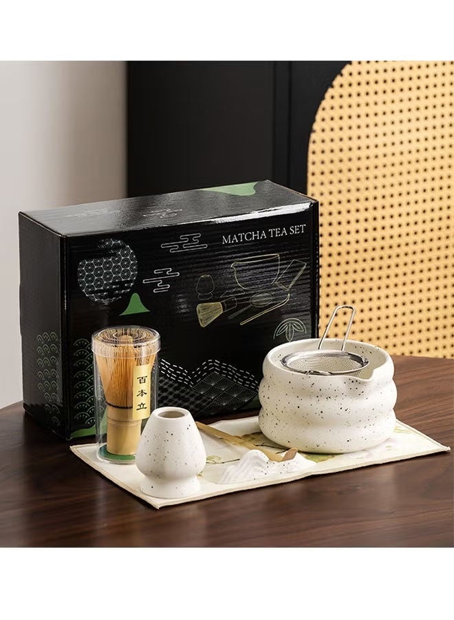 7PCS Matcha Whisk Set – Traditional Bamboo Matcha Tea Tools with Ceramic Bowl, Scoop & Sifter, Handmade Japanese Tea Ceremony Kit, Perfect Gift for Tea Lovers - Image 1