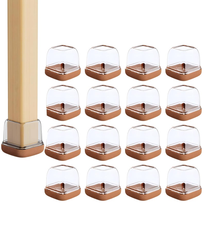 RupeeRise 16 Pcs Chair Leg Protector, Chair Leg Floor Protector Caps with Felt Pads, Furniture Leg Caps for Wooden Chair, Reduce Noise - Image 1