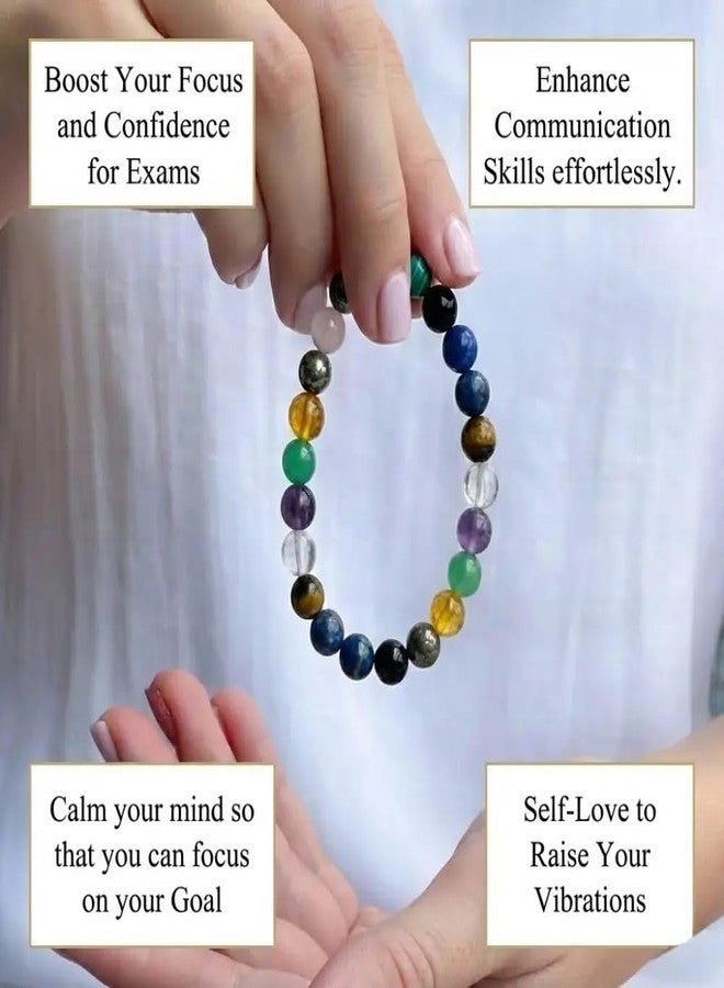Trishakti PRODUCTS Examination Success Bracelet, Natural Crystal Beaded Bracelet for Focus and Confidence, 8mm Beads, Unisex, Stretchable Band - Image 3
