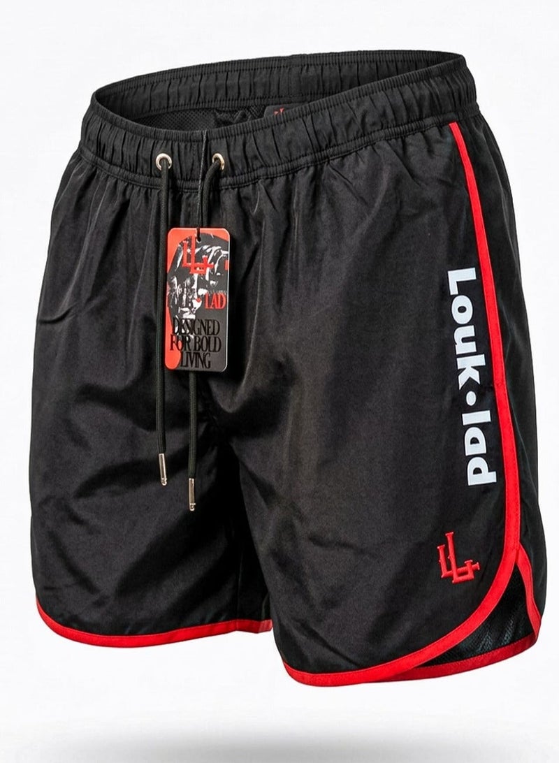 LOUKLAD DXB BEACH Water Resistant Swim Shorts Black - Image 4