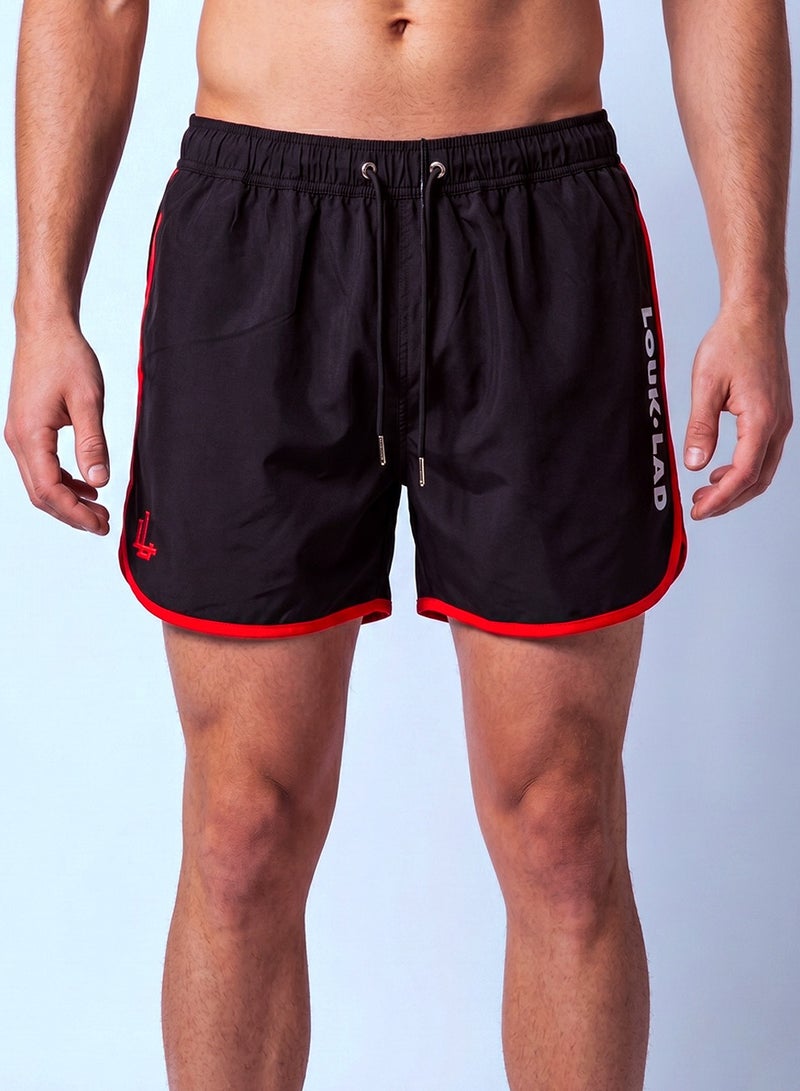 LOUKLAD DXB BEACH Water Resistant Swim Shorts Black - Image 1
