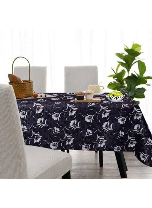 craft city CRAFT CITY Grey Flower Print Center & Dining Table Cover for 2 to 6 Seater Table Cloth/Water and dust with Oil-Proof PVC Rectangular Shape (54x78 inch) 