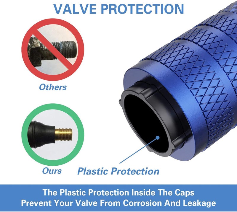 CKAuto Tire Valve Stem Caps, Blue, 4 pcs/Pack, Anodized Aluminum Tire Valve Cap Set, Corrosion Resistant, Universal Stem Covers for Cars Trucks Motorcycles SUVs and Bikes - Image 3