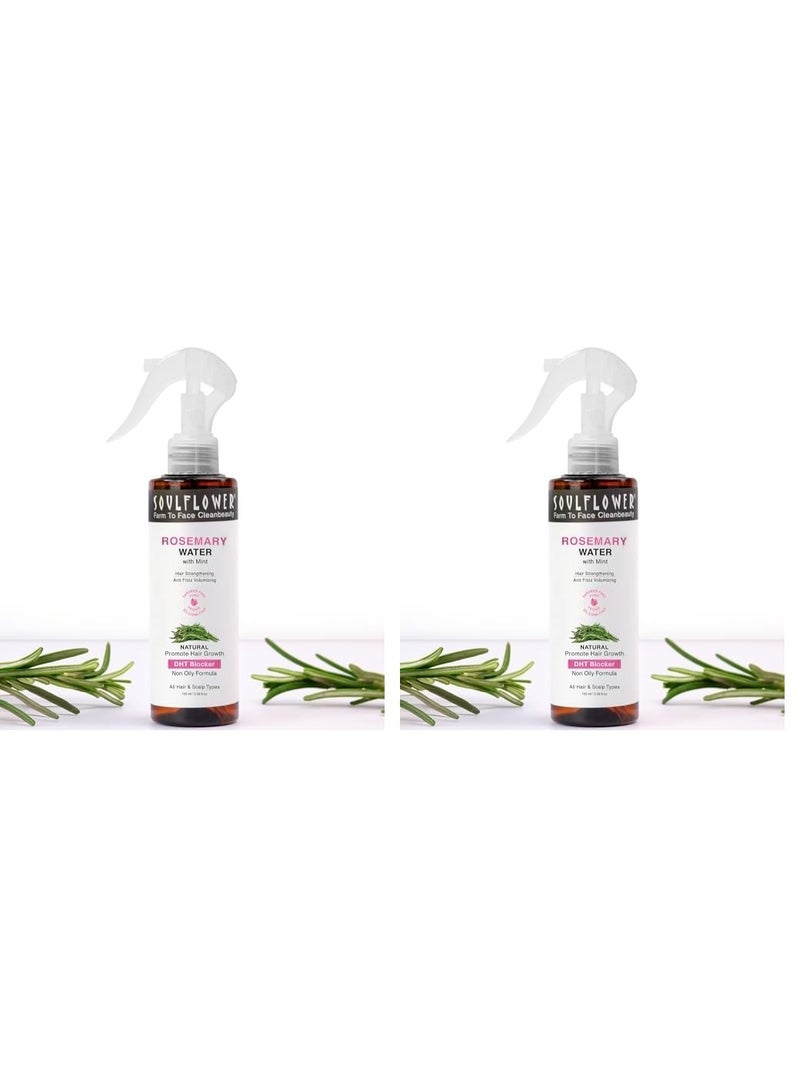Soulflower Rosemary Water spray with mint| For Hair growth, Hair fall control, Scalp health, Hair damage protection, Anti frizz| Rosemary, Niacinamide & peppermint Oil | Men & Women | 100ml.pack of2 - Image 1